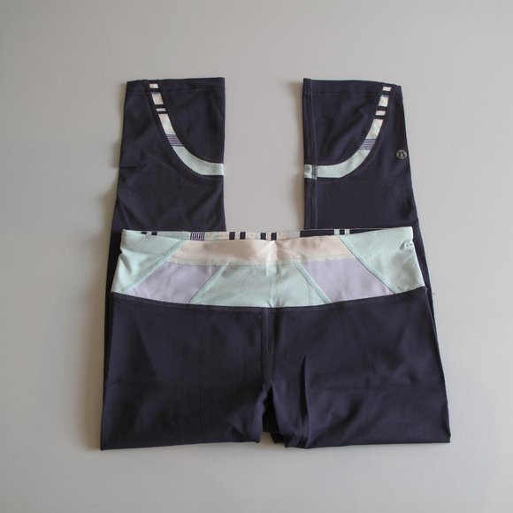 LULULEMON Run Crop Inspire Midnight Blue and Paste - Picture 2 of 8